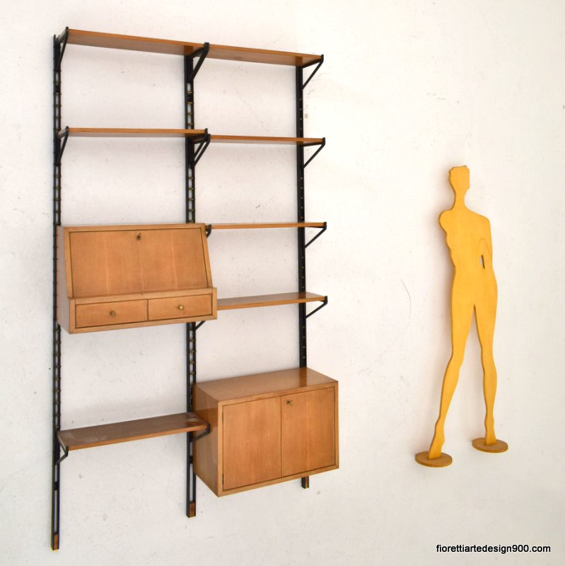 Piccola Libreria in noce a parete Walnut wall bookcase modulabile